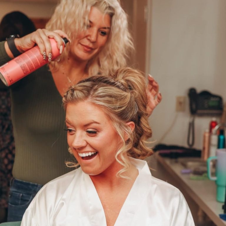 TaBetha Styling bride's hair on wedding day
